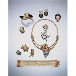 TWO GOLD AND MULTI-GEM BROOCHES