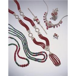 A RUBY, EMERALD AND DIAMOND NECKLACE