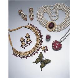 A PAIR OF MULTI-GEM AND CULTURED PEARL PENDaNT EARRINGS