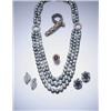 Image 1 : A MULTI-COLORED CULTURED PEARL AND DIAMOND NECKLACE