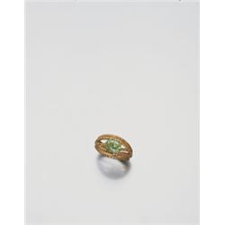 A RARE AND IMPORTANT FANCY VIVID YELLOW-GREEN DIAMOND AND YELLOW DIAMOND RING