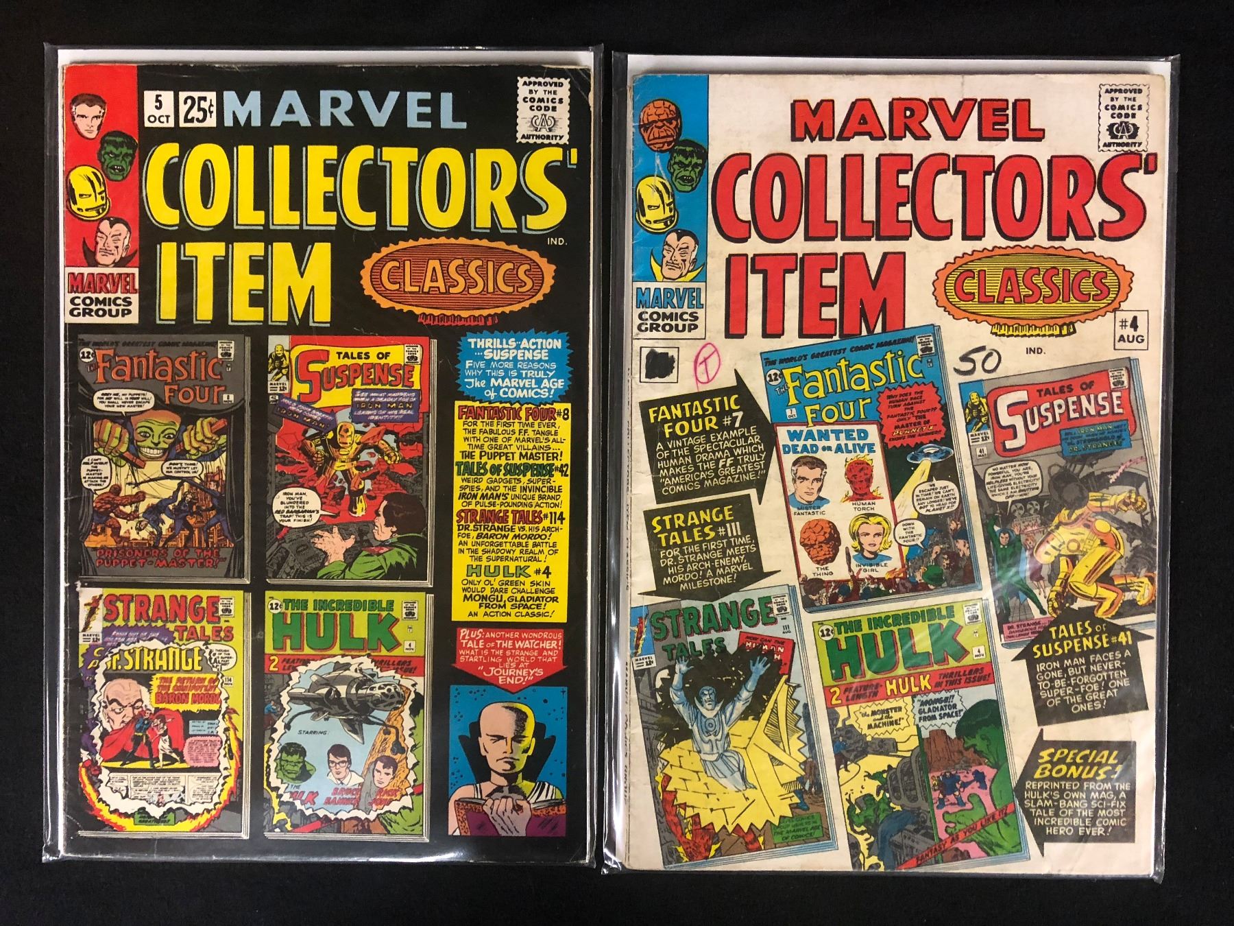 MARVEL COLLECTOR'S ITEM CLASSICS COMIC BOOK LOT 4, 5 (MARVEL COMICS)