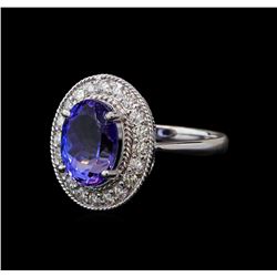 4.00 ctw Tanzanite and Diamond Ring - 14KT White Gold