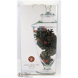 PRESIDENTS CHOICE POETRY GLASS VASE WITH LID