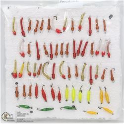60 ASSORTED FLY FISHING JIGS