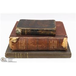 LOT OF 3 ANTIQUE BOOKS.