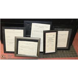 FRAMED VINTAGE PAPER WORK YEARS RANGE 1917-1961.