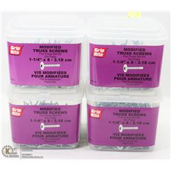 4 TUBS OF MODIFIED TRUSS SCREWS 1-1/4" X 8