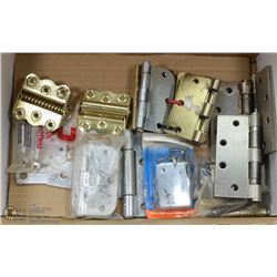 BOX OF VARIOUS STYLES OF HINGES - DOOR,