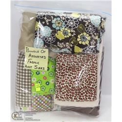BUNDLE OF ASSORTED SIZES OF FABRIC