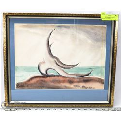 ORIGINAL WATERCOLOR "SUN BEACH" BY N.SUSKE