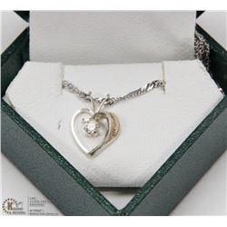 5) STERLING SILVER HEART CZ PENDANT W/CHAIN