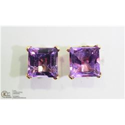 7) 10 KT GOLD AMETHYST EARRINGS
