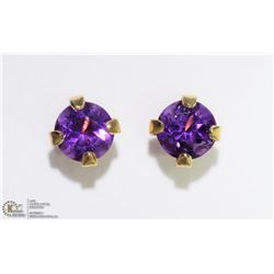 11) 14 KT GOLD GENUINE AMETHYST EARRINGS