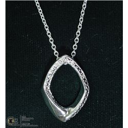 16) STERLING SILVER DIAMOND PENDANT WITH CHAIN