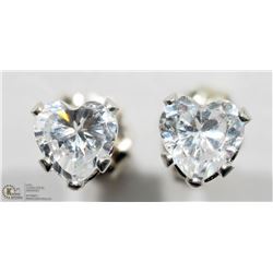 23) 10 KT GOLD SET EARRINGS WITH HEART SHAPED CZ