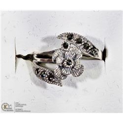 24) STERLING SILVER FLOWER RING W/ MARCASITE