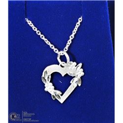 25) ST. SILVER HEART DIAMOND CUT PENDANT W/CHAIN