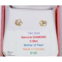 29) 14KT GOLD DIAMOND W/ MOP JACKET EARRINGS