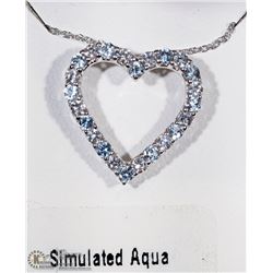 31) STERLING SILVER NECKLACE W/AQUAMARINE & CHAIN