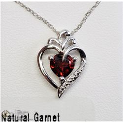 32) STERLING SILVER HEART NECKLACE WITH AMETHYST