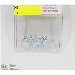 34) GENUINE ASSORTED LOOSE AQUAMARINE GEMSTONES