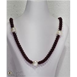 41) GENUINE GARNET ROPE STYLE NECKLACE