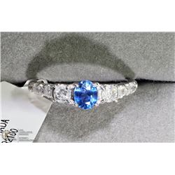 44) 14 KT WHITE GOLD SAPPHIRE & DIAMONDS RING