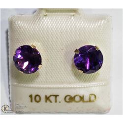 45) 10 KT GOLD GENUINE AMETHYST EARRINGS