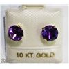 Image 1 : 45) 10 KT GOLD GENUINE AMETHYST EARRINGS