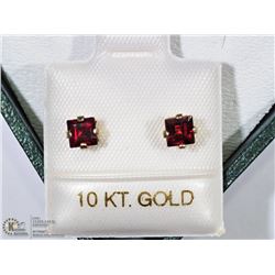 47) 10 KT GOLD WITH GENUINE GARNET EARRINGS