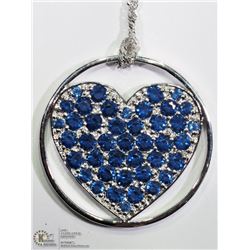 48) STERLING SILVER PENDANT & CHAIN W/CRYSTALS