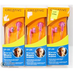 LOT OF 3 STEREO MUSIC HEADPHONES