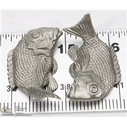 SET OF 2 ROYAL SELANGOR PEWTER ORIENTAL FISH