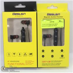 2 PAIRS OF WIRELESS HIGH FIDELITY EARBUDS WITH