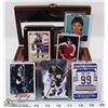 Image 1 : WOOD BOX WITH 5 ASSORTED WAYNE GRETZKY HOCKEY