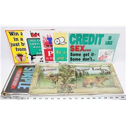 LOT OF METAL & PLASTIC SIGNS.