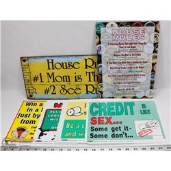 LOT OF METAL & PLASTIC SIGNS.