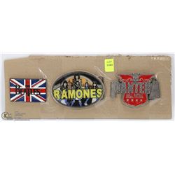 LOT OF 3 ROCK BAND BELT BUCKLES