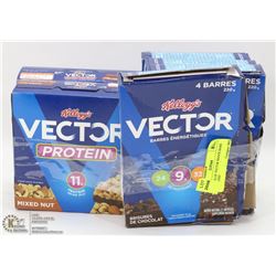 6 BOXES OF VECTOR SNACK BARS ASSORTED.