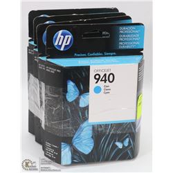 4 BOXES OF HP OFFICE JET 940 CYAN INK CARTRIDGES