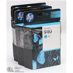 4 BOXES OF HP OFFICE JET 940 CYAN INK CARTRIDGES