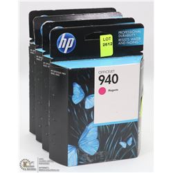 4 BOXES OF HP OFFICE JET 940 MAGENTA INK CARTRIDGES