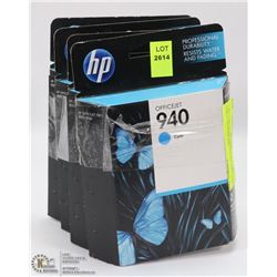 4 BOXES OF HP OFFICE JET 940 CYAN INK CARTRIDGES
