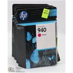 4 BOXES OF HP OFFICE JET 940 MAGENTA INK CARTRIDGES
