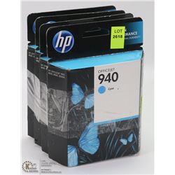 4 BOXES OF HP OFFICE JET 940 CYAN INK CARTRIDGES