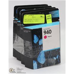 4 BOXES OF HP OFFICE JET 940 MAGENTA INK CARTRIDGES
