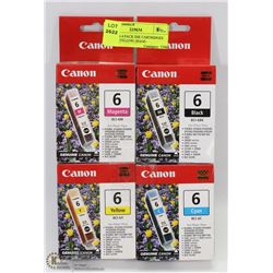 CANON 6 4 PACK INK CARTRIDGES BLACK, YELLOW, MAGE-