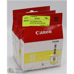 3 PACK OF CANON PIXMA CHROMALITE 100 YELLOW INK
