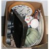 Image 1 : ESTATE BOX WITH BAKEWARE, WALL CLOCK, AND MORE
